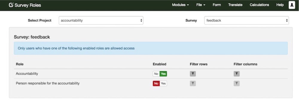 Assigning a role to a Survey